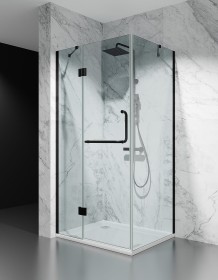 Okucia Czarny Mat, Szkło Transparentne, Kabina Prysznicowa Uchylna, model Polonia