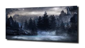 obraz na szkle Gwiazdy nad lasem nocą