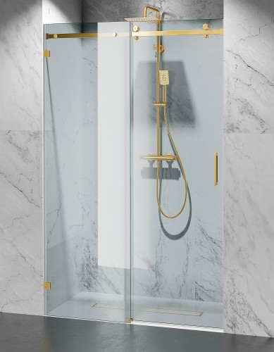okucia zloty mat szklo transparentne drzwi prysznicowe bezprofilowe P2 zdjecie 1 polskie kabiny
