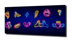obraz na szkle Pizza neon kuchnia