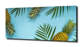 obraz na szkle Ananas, owoc, błękit