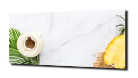 obraz na szkle Ananas kokos marmur