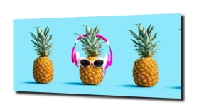 obraz na szkle Ananas muzyka owoce