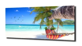 obraz na szkle Panorama na rajską plażę
