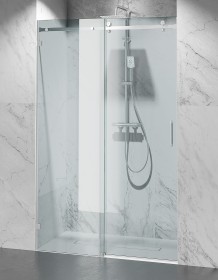 Okucia chrom mat, Szkło Transparentne, Drzwi Prysznicowe Bezprofilowe P2 