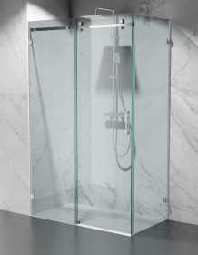 Kabina Prysznicowa Przesuwna Bezprofilowa, Transparentna, okucia Chrom Połysk