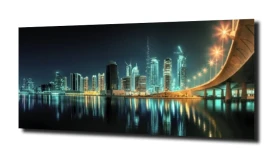 obraz na szkle, panel szklany Dubaj nocą