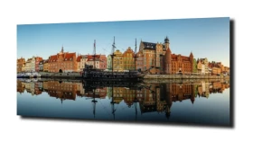obraz na szkle Panorama Gdańska- statek