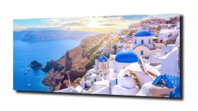 obraz na szkle Santorini Grecja słońce