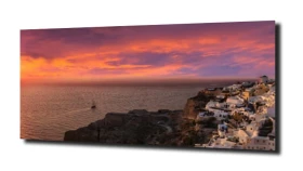 obraz na szkle Panorama na Santorini