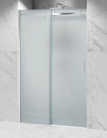 Okucia Chrom Połysk, Szkło Mrożone Mleczne, Drzwi Prysznicowe Przesuwne.