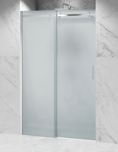 Drzwi Prysznicowe Przesuwne, Okucia Chrom Połysk, Szkło Mrożone Mleczne
