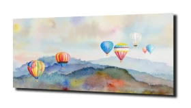 obraz na szkle Obraz rysunek góry, balony