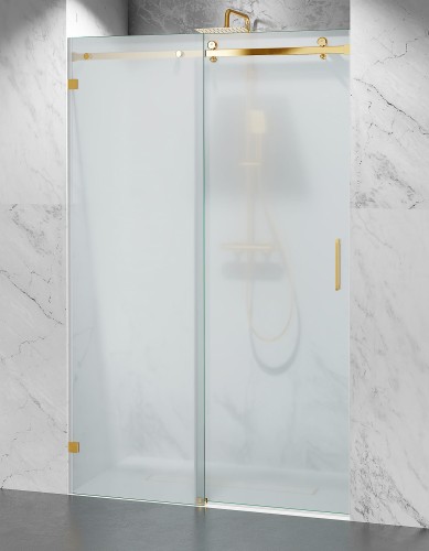 okucia zloty polysk szklo mrozone mleczne drzwi prysznicowe bezprofilowe P2 zdjecie 1 polskie kabiny