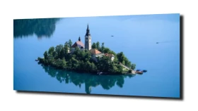obraz na szkle Zamek jezioro niebo