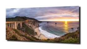 obraz na szkle Plaża i most- Kalifornia