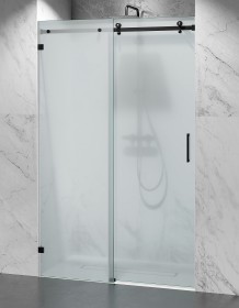 Okucia czarny mat, Szkło Mrożone Mleczne, Drzwi Prysznicowe Bezprofilowe P2  