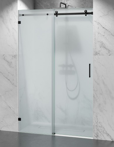 okucia czarny mat szklo mrozone drzwi prysznicowe bezprofilwe P2 zdjecie 1 polskie kabiny