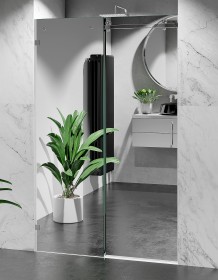 Okucia Chrom Połysk, Szkło Efekt Lustra, Drzwi Prysznicowe Bezprofilowe P2  