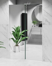 Okucia Chrom Połysk, Szkło Lustrzane, Drzwi Prysznicowe Przesuwne.