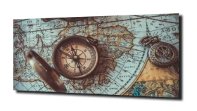 obraz na szkle Vintage mapa kompas
