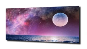 obraz na szkle Księżyc ocean gwiazdy