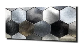 obraz na szkle Heksagon chrom metal