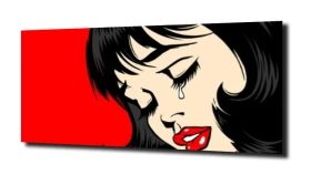 obraz na szkle Płacząca kobieta pop art.