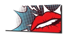 obraz na szkle Czerwone usta Pop art.