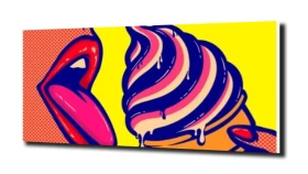 obraz na szkle Usta lody pop art.
