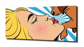 obraz na szkle Blondynka i pies