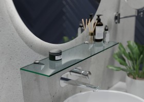 Półka Szklana prostokątna chrom mat 6mm