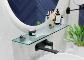 Półka Szklana prostokątna czarny mat 6mm 