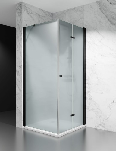 kabina prysznicowa skladana jednostronnie okucia czarny mat mrozona zdjecie 1 poskie kabiny