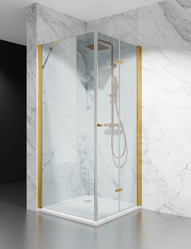 kabina prysznicowa skladana jednostronnie okucia zloty mat transparentne zdjecie 1 polskie kabiny