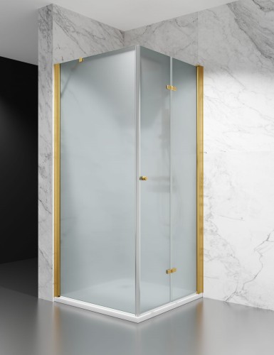 kabina prysznicowa skladana jednostronnie okucia zloty mat mrozone zdjecie 1 polskie kabiny