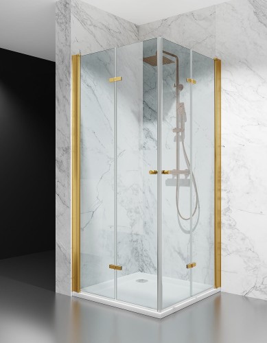 kabina prysznicowa skladana dwustronnie zloty mat transparentna zdjecie 1 polskie kabiny