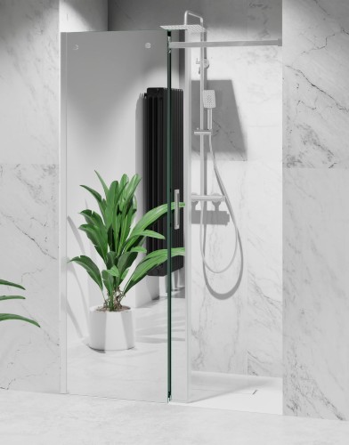 Drzwi Prysznicowe Przesuwne, Okucia Stal Szczotkowana, Szkło Lustrzane