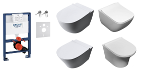 Zestaw podtynkowy: stelaż GROHE niski, misa WC serii Tornado, deska wolnoopadająca, mata oraz wsporniki dystansowe 
