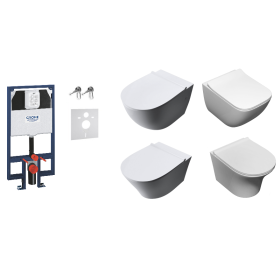 Zestaw podtynkowy: stelaż GROHE SLIM, misa WC serii Tornado, deska wolnoopadająca, mata oraz wsporniki dystansowe
