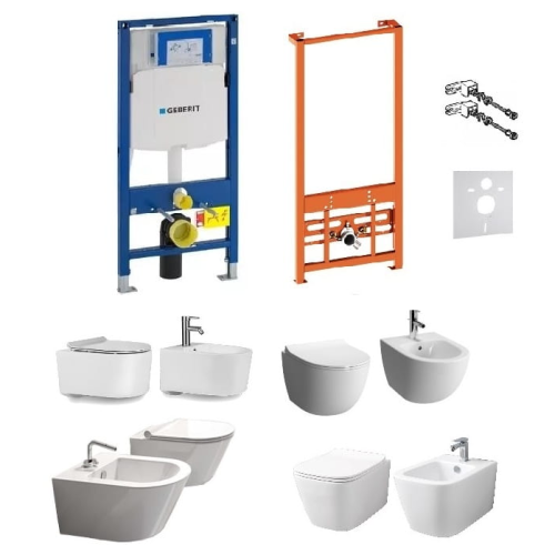 Kompletny zestaw serii Rimles: misa WC, bidet oraz stelaże podtynkowe Geberit UP320 zdjecie 1 polskie kabiny