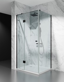 Kabina Prysznicowa Uchylna DV8100, Okucia Czarny Mat, szkło Transparentne 