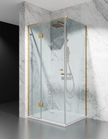 Kabina Prysznicowa Uchylna DV8100, Okucia Złoty Mat, szkło Transparentne