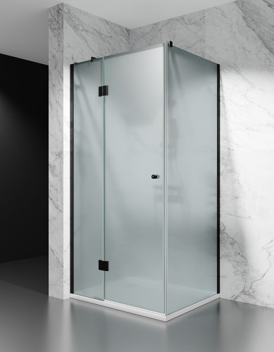 kabina prysznicowa uchylna DV8100 okucia czarny mat szklo mrozone zdjecie 1 polskie kabiny