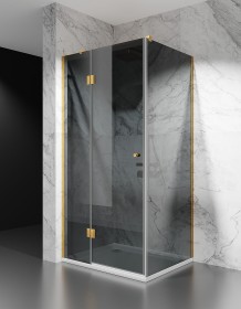 Kabina Prysznicowa Uchylna DV8100, Okucia Złoty Mat, szkło Grafit