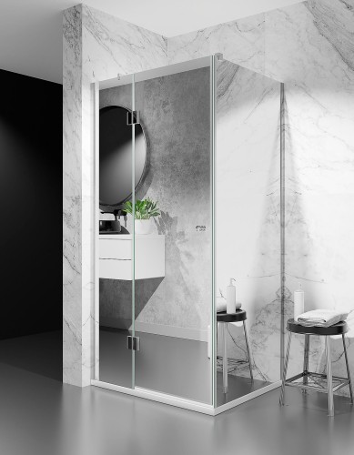 kabina prysznicowa uchylna DV81000 okucia chrom polysk szklo efekt lustra zdjecie 1 polskie kabiny