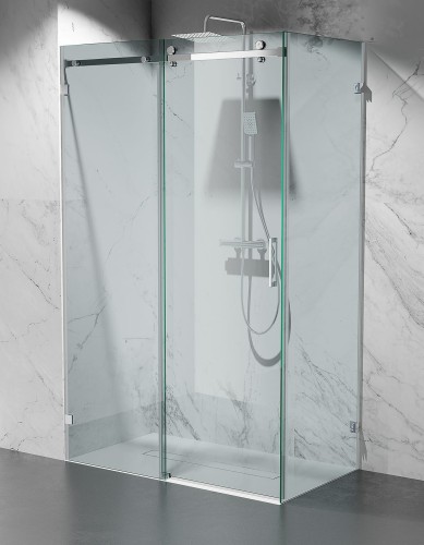 kabina prysznicowa przesuwna bezprofilowa szklo transparentne okucia chrom szczotkowany zdjecie 1 polskie kabiny