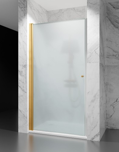 Drzwi-prysznicowe-wahadłowe-DV4000D-mrożone-okucia-złoty-mat-zdjecie-1