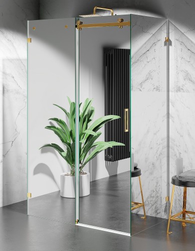 kabina prysznicowa przesuwna trzyscienna CV20P szklo efekt lustra okucia zloty polysk zdjecie 1 polskie kabiny
