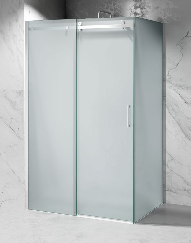 kabina prysznicowa przesuwna szklo mrozone mleczne okucia chrom szczotkowany zdjecie 1 polskie kabiny